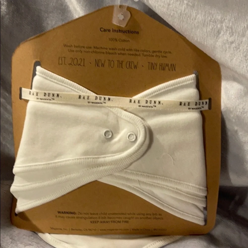 Rae Dunn White 100% Cotton Bandana Snap Bibs
